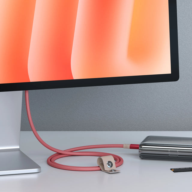 USB-C to USB-C Data and Charge Cable purple aquatic awe Satechi Coral Pink