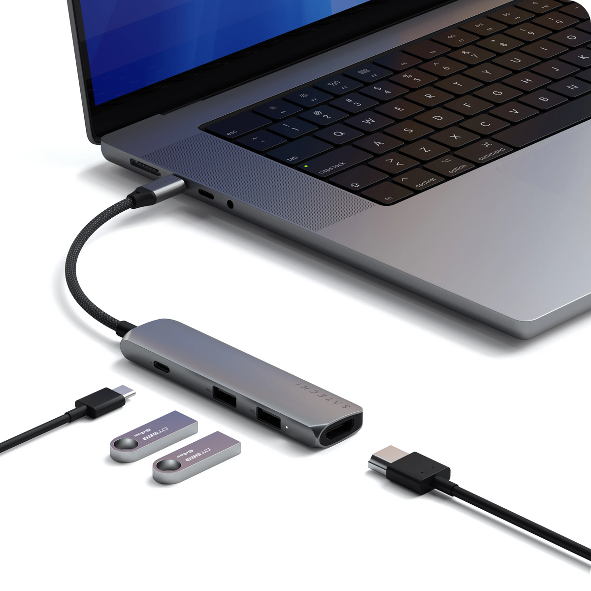 Adaptateur multiport fin USB-C 4-en-1 4K