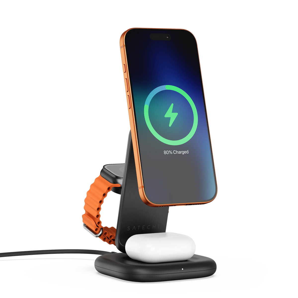 3-in-1 Foldable Wireless Charging Stand with Qi2 25W Satechi Space