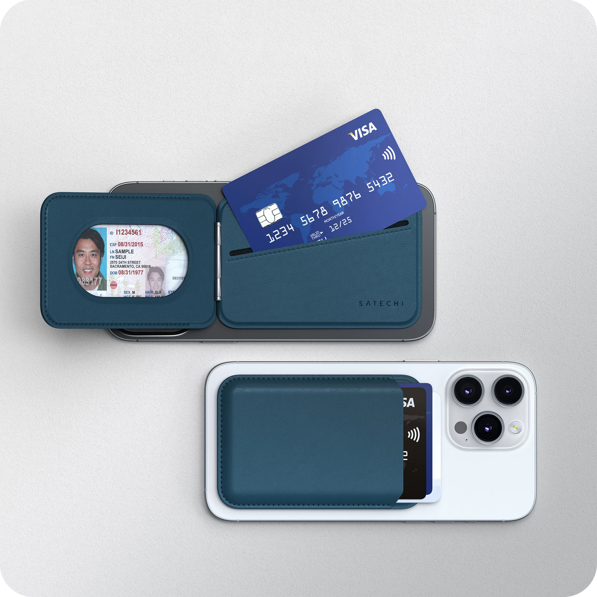 Vegan-Leather Magnetic Wallet Stand Satechi Dark Blue #group_dark_blue