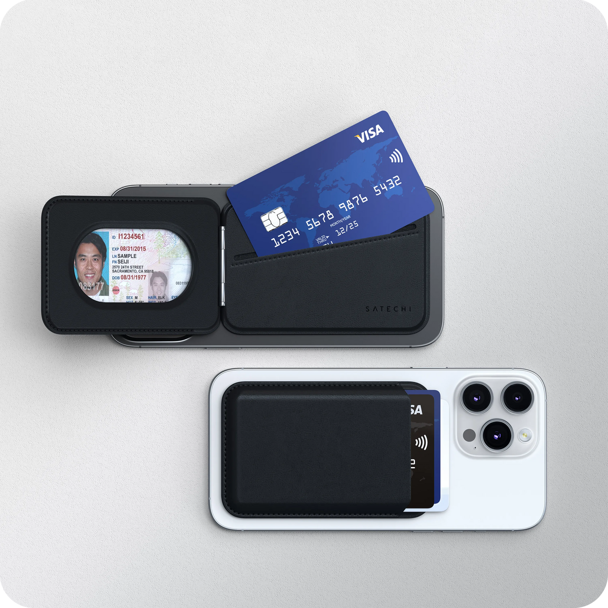 Vegan-Leather Magnetic Wallet Stand  Satechi Black #group_black
