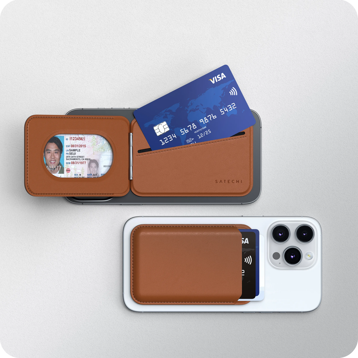 Vegan-Leather Magnetic Wallet Stand Satechi Brown #group_brown