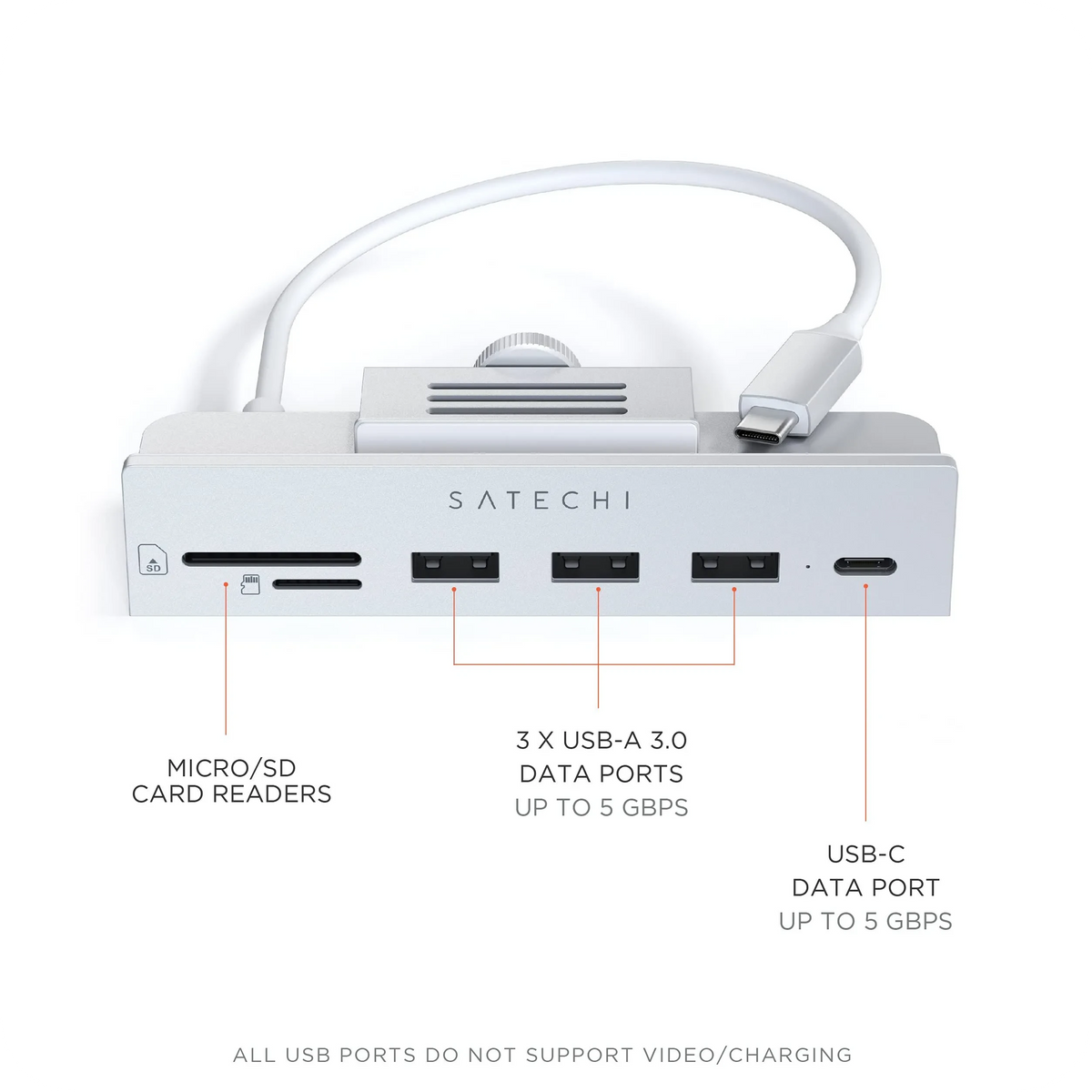 USB-C Clamp Hub for 24-inch iMac Hubs Satechi Silver