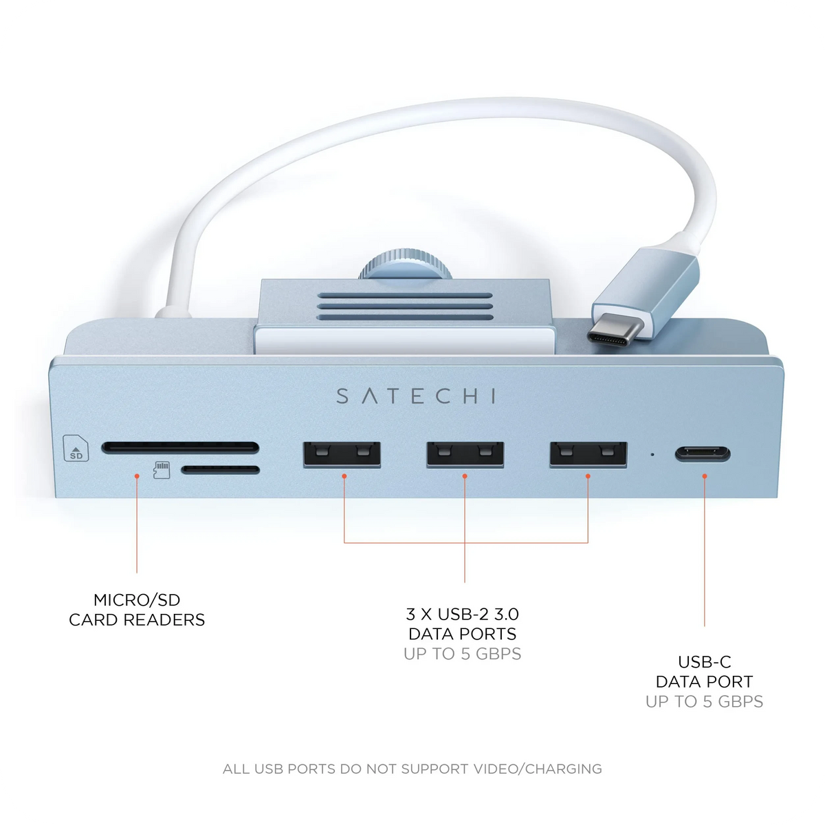 USB-C Clamp Hub for 24-inch iMac Hubs Satechi Blue