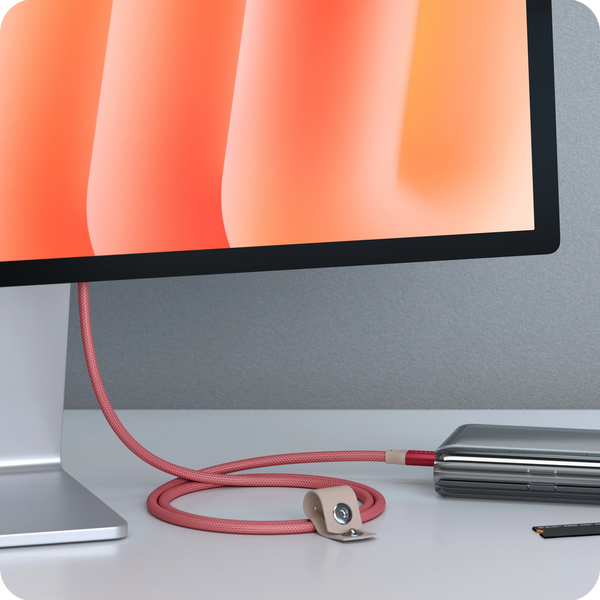 USB-C to USB-C Data and Charge Cable purple aquatic awe Satechi Coral Pink