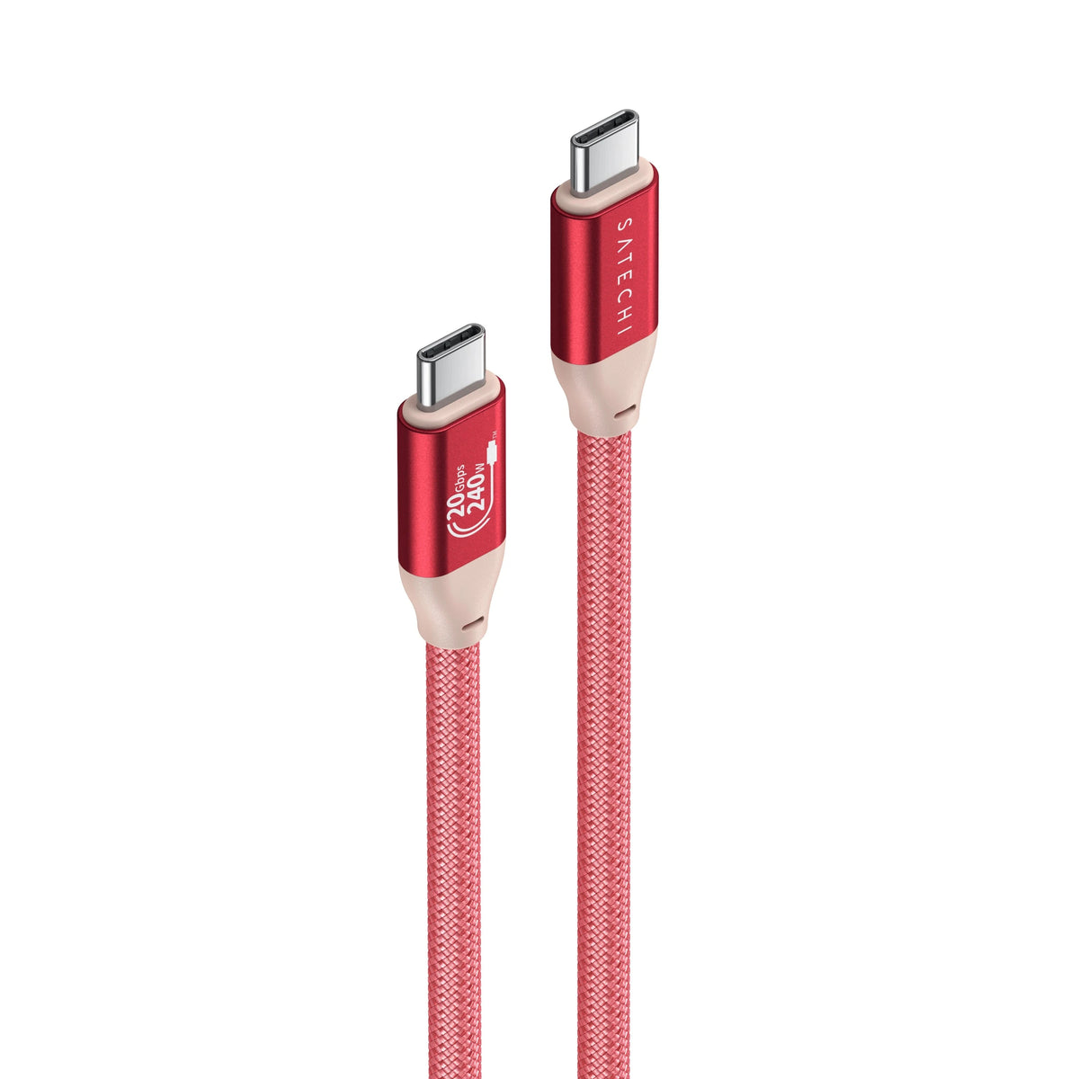 USB-C to USB-C Data and Charge Cable purple aquatic awe Satechi Coral Pink