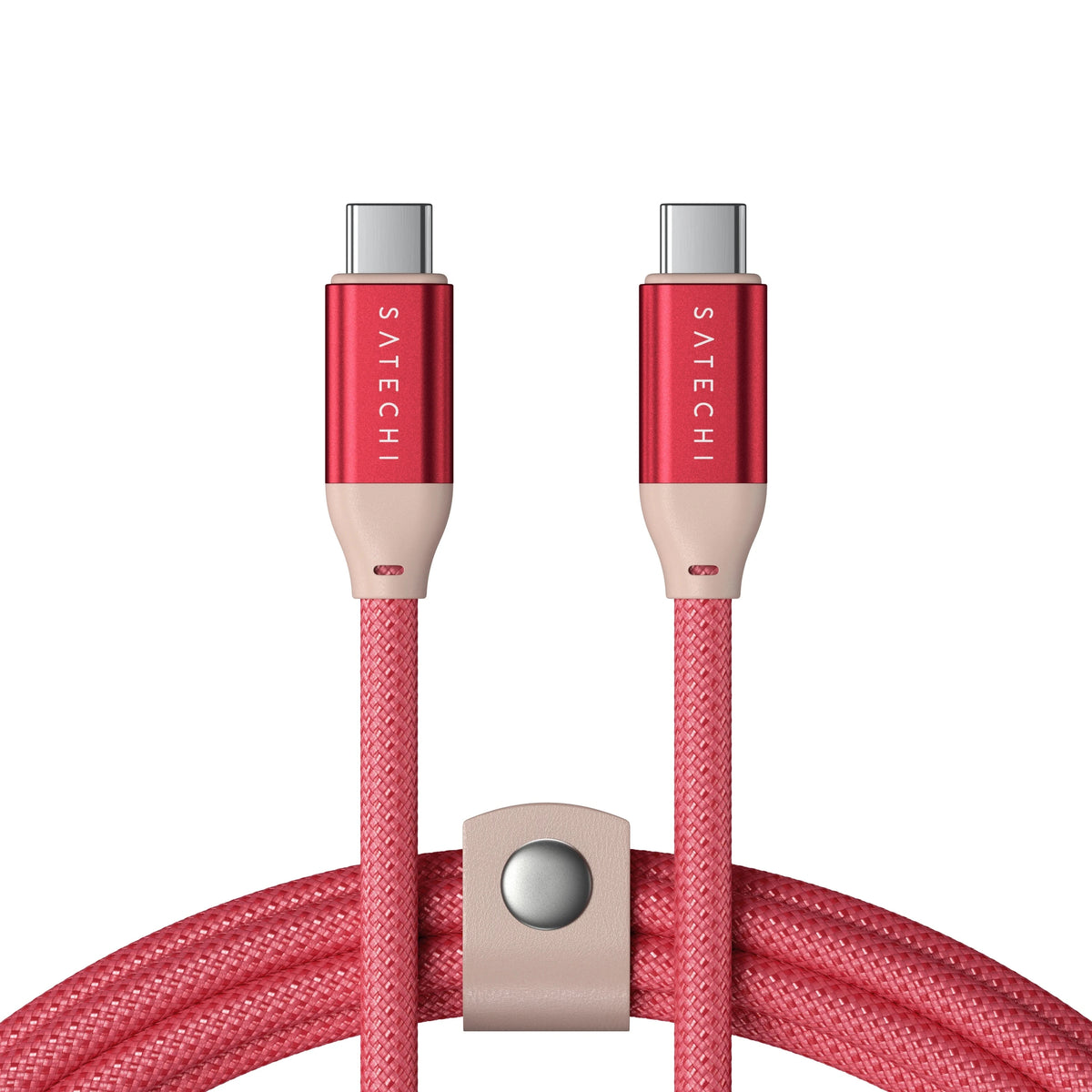 USB-C to USB-C Data and Charge Cable purple aquatic awe Satechi Coral Pink