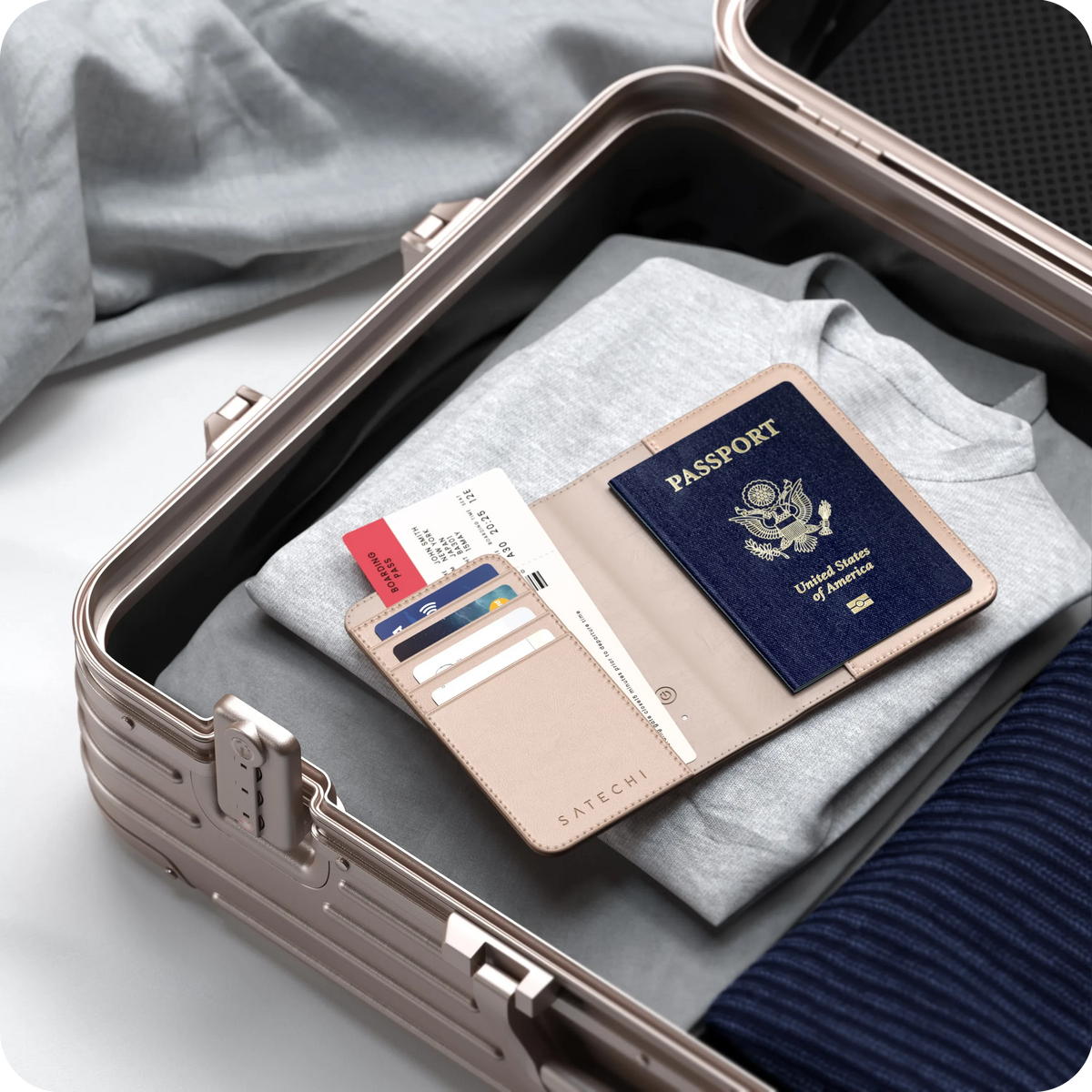 Vegan-Leather FindAll™ Passport Cover Satechi Desert Rose