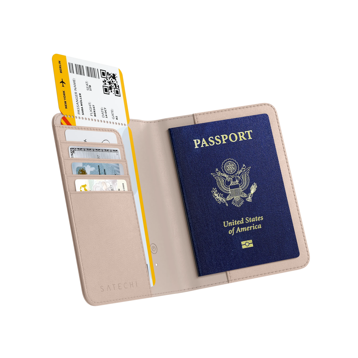 Vegan-Leather FindAll™ Passport Cover Satechi Desert Rose