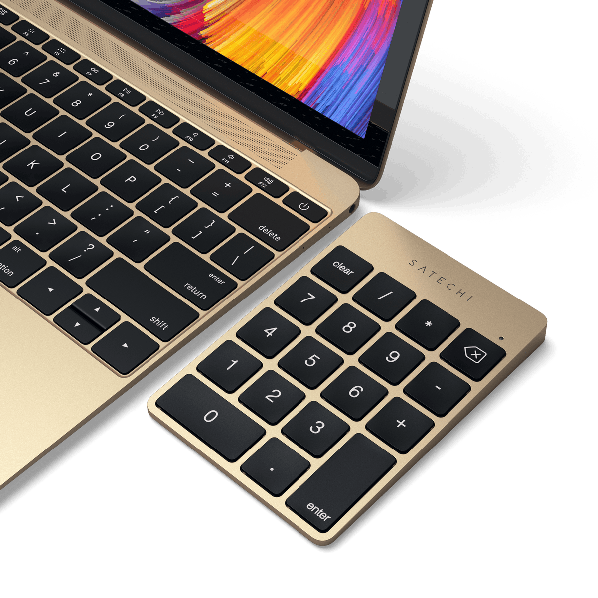 Aluminum Slim Rechargeable Bluetooth Keypad Satechi Gold