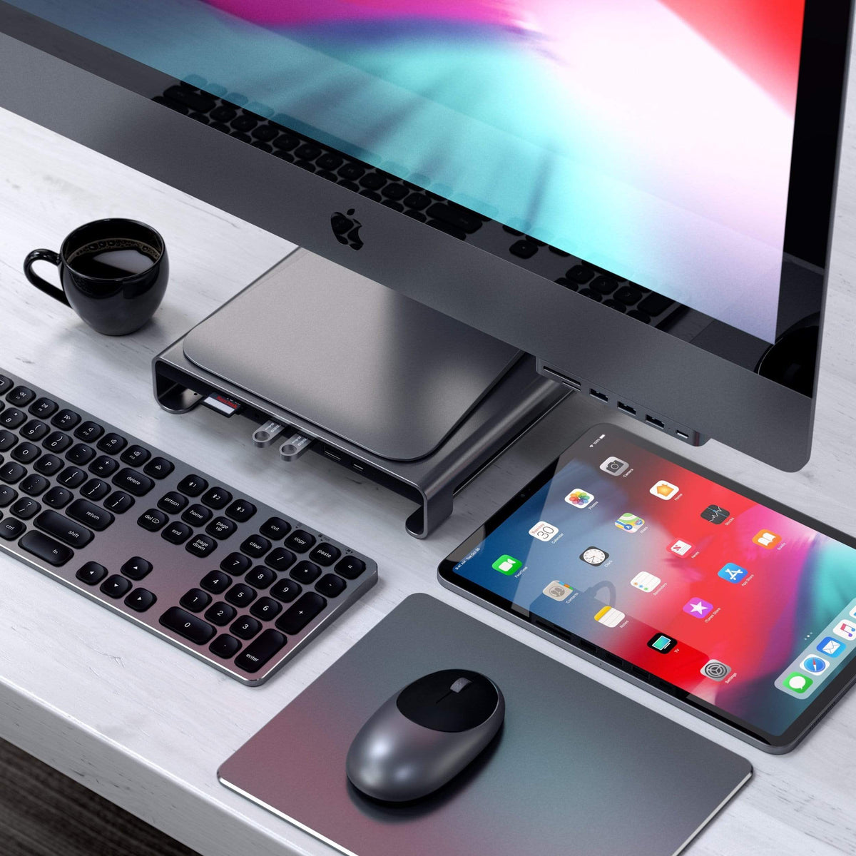 Type-C Aluminum Monitor Stand Hub for iMac USB-C Satechi 