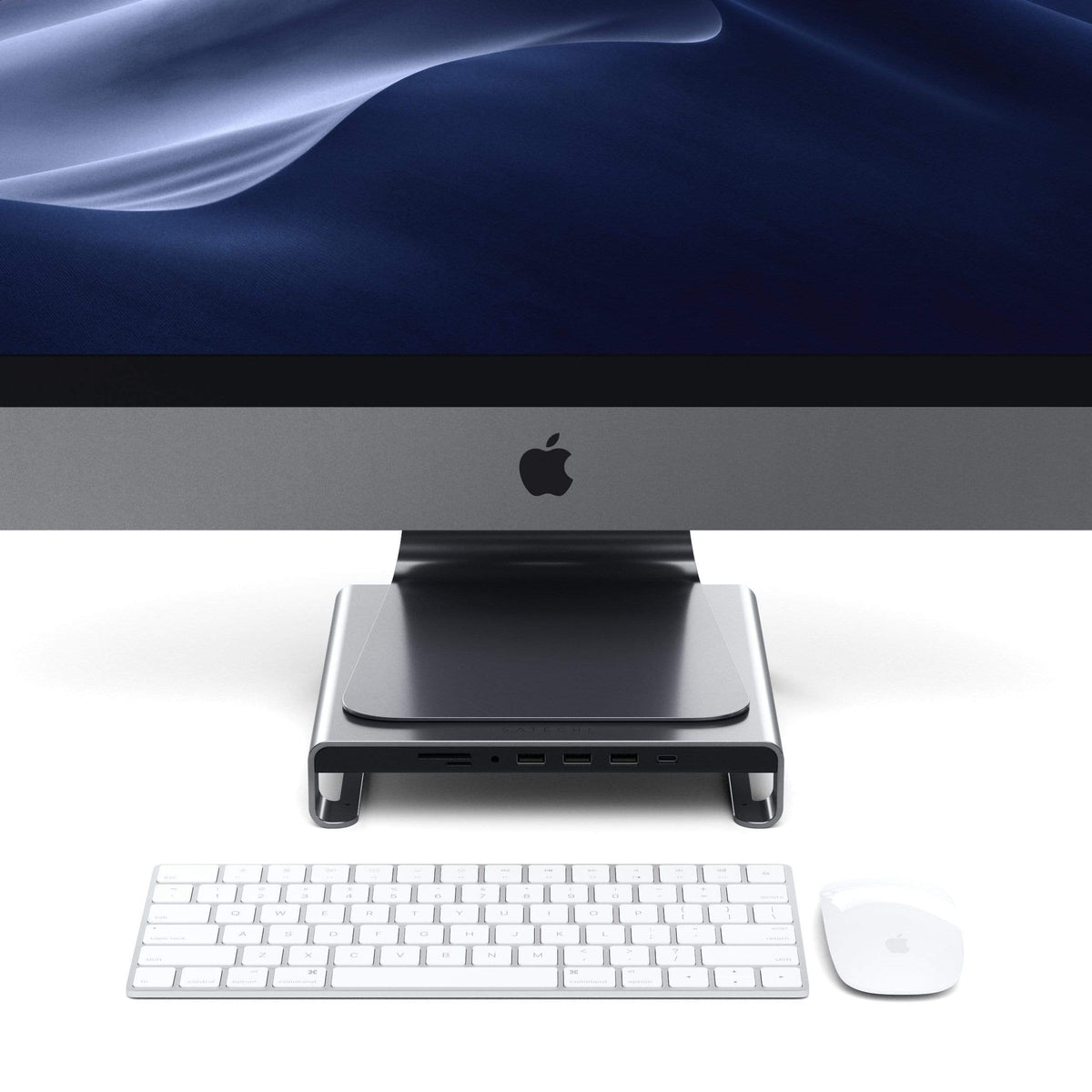 Type-C Aluminum Monitor Stand Hub for iMac USB-C Satechi Space Gray