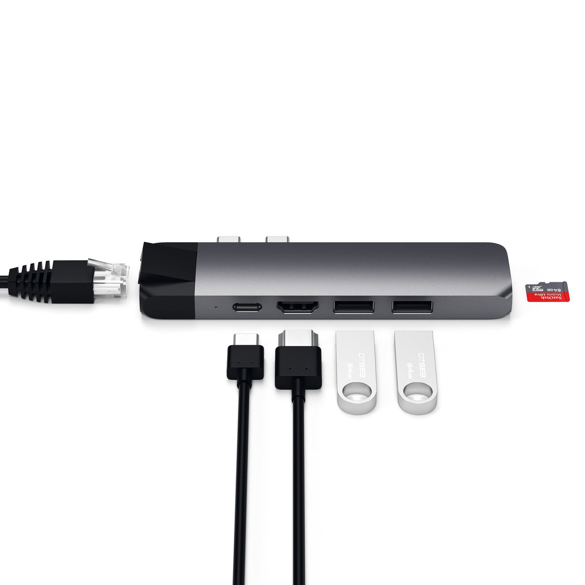Type-C Pro Hub Adapter with Ethernet Hubs & Adapters ### Hubs Satechi Space Gray