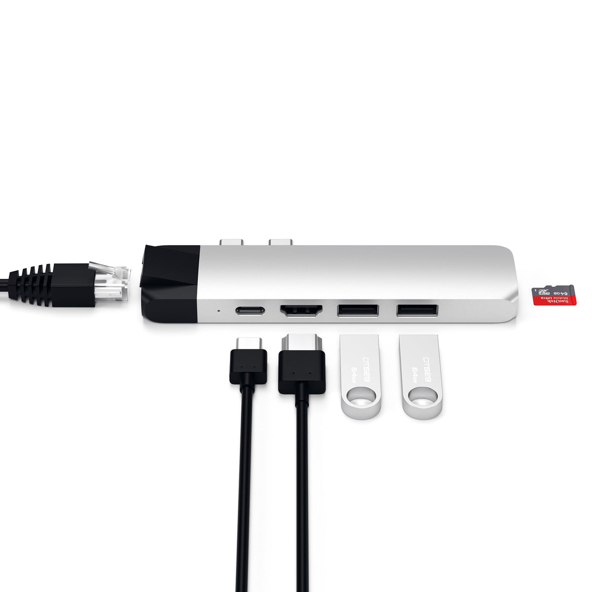 Type-C Pro Hub Adapter with Ethernet Hubs & Adapters ### Hubs Satechi Silver