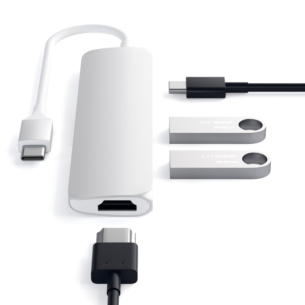 Type-C Slim Multi-Port Adapter 4K Multi-Ports Satechi Silver