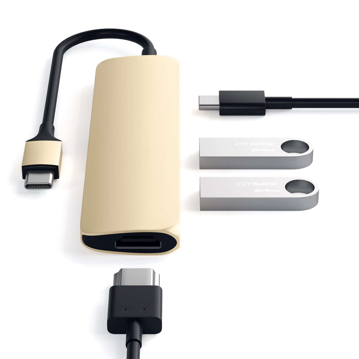 Type-C Slim Multi-Port Adapter 4K Multi-Ports Satechi Gold