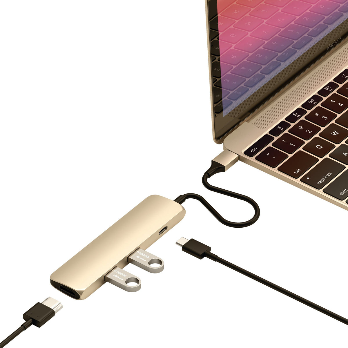 Type-C Slim Multi-Port Adapter 4K Multi-Ports Satechi Gold